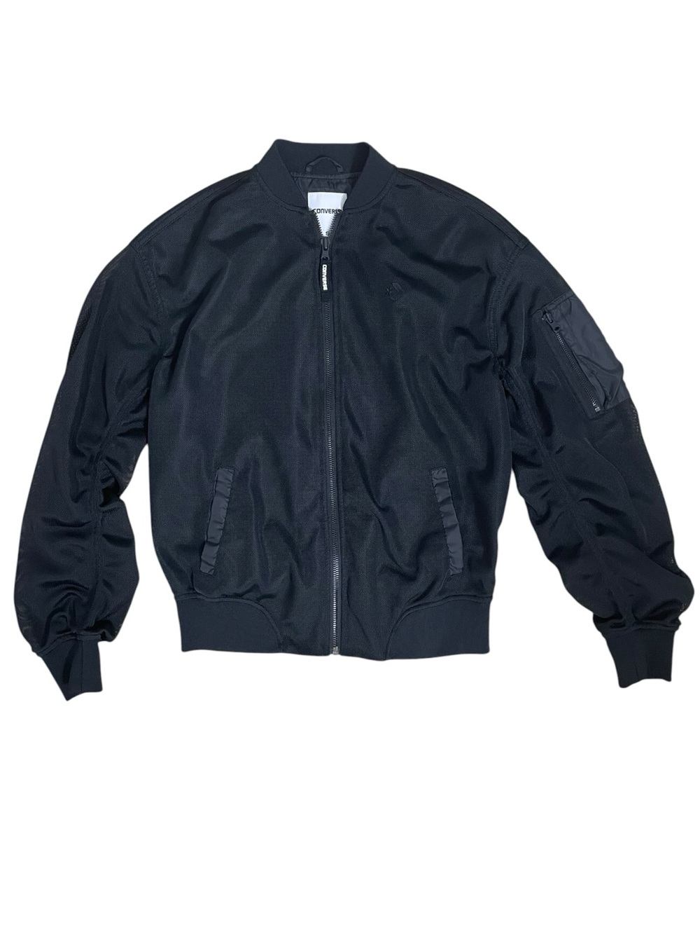 Converse Black Bomber Jacket Size S Zip Up Lightweight